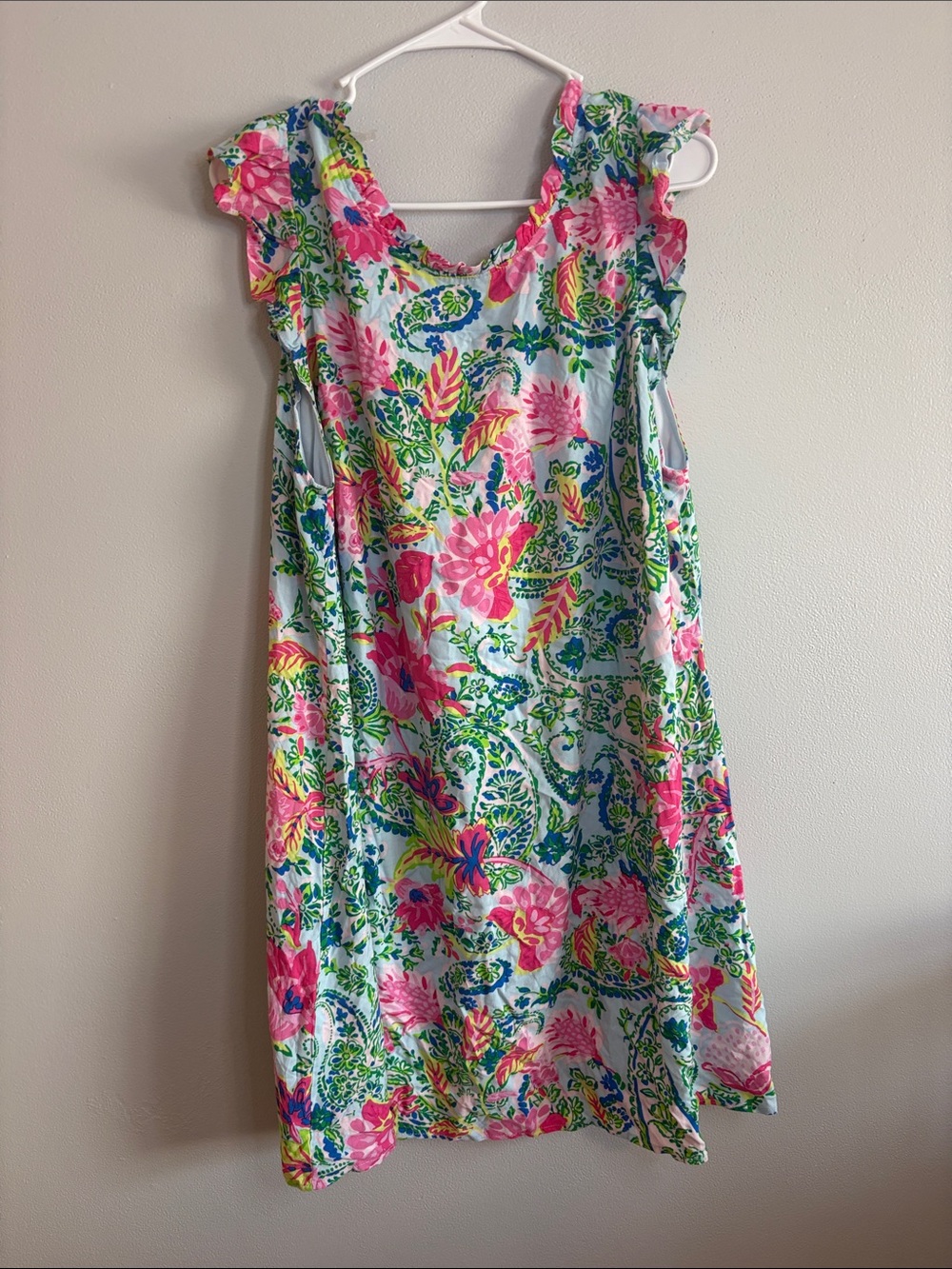 Bright Floral Midi Dress in Pink & Green